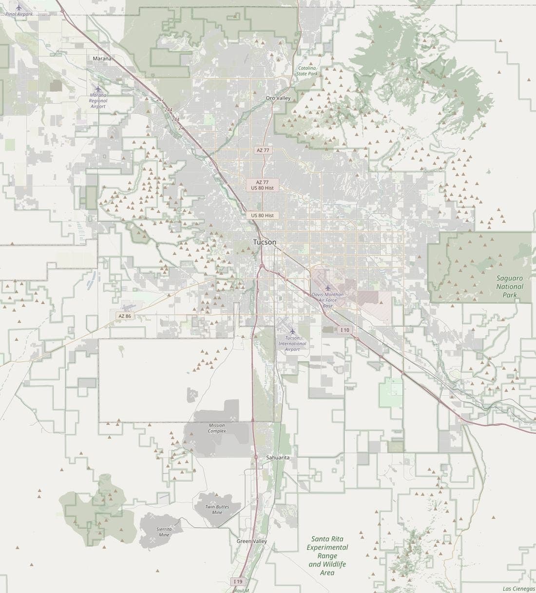 Map of the Tucson metropolitan area showing the communities Victory Mechanical serves