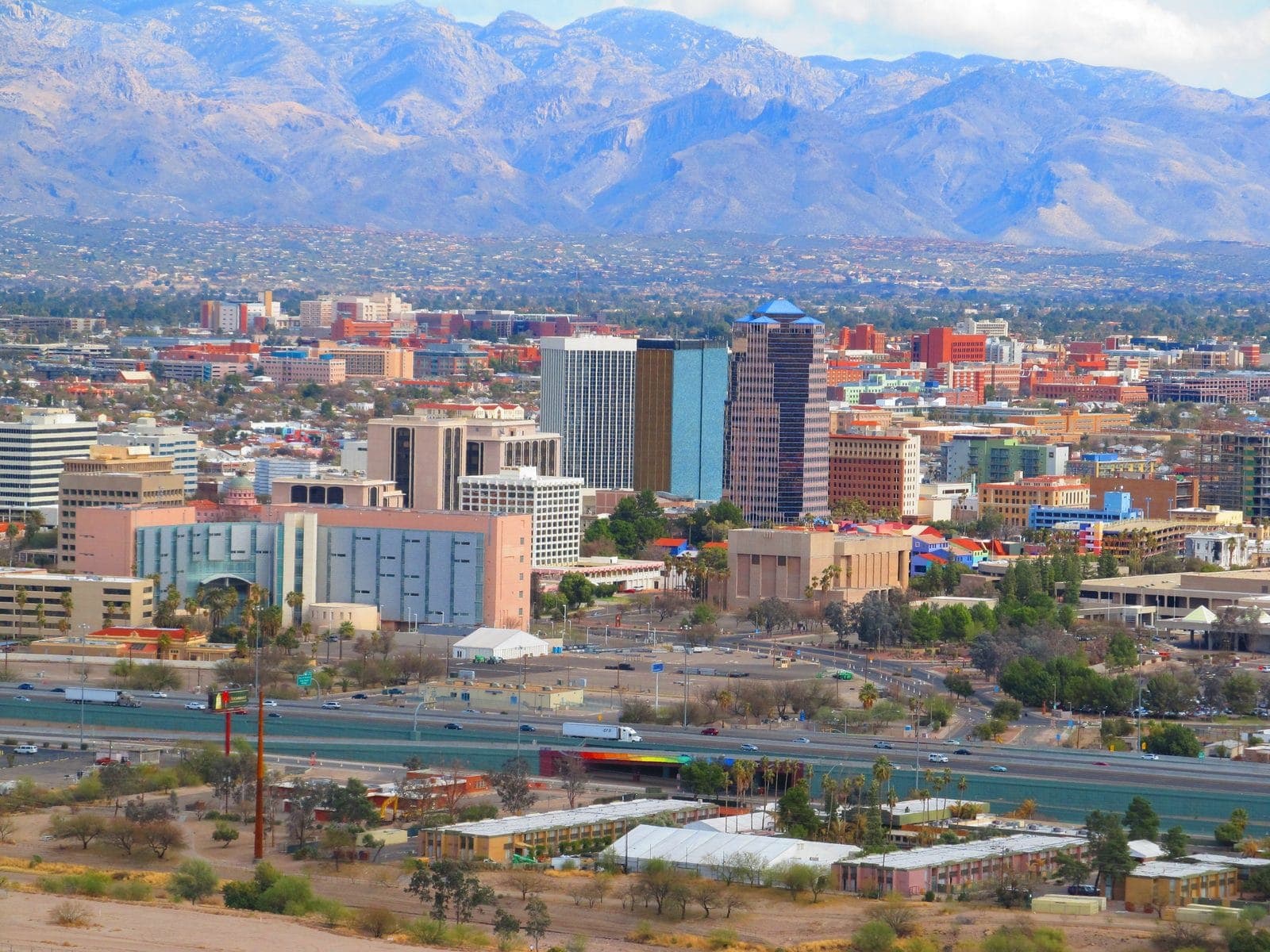 Downtown Tucson skyline with the Santa Catalina Mountains behind it